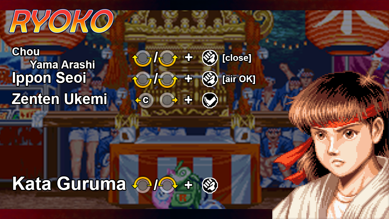 Ryoko Kano card showing her special move inputs.